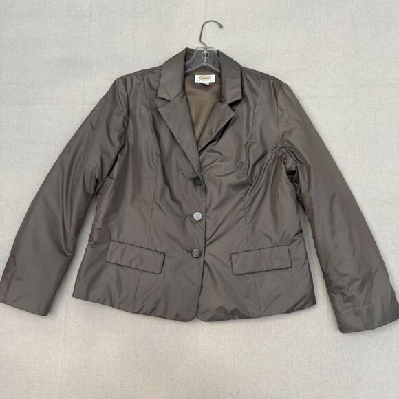 Talbots Khaki Button-Up Blazer Jacket Flap Front Pockets Career Work Wear 14P - Picture 1 of 16